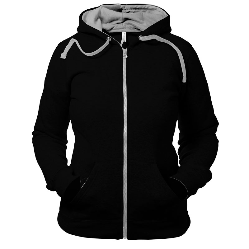 Sudadera Capucha Cremallera Contrastada Mujer Frontal